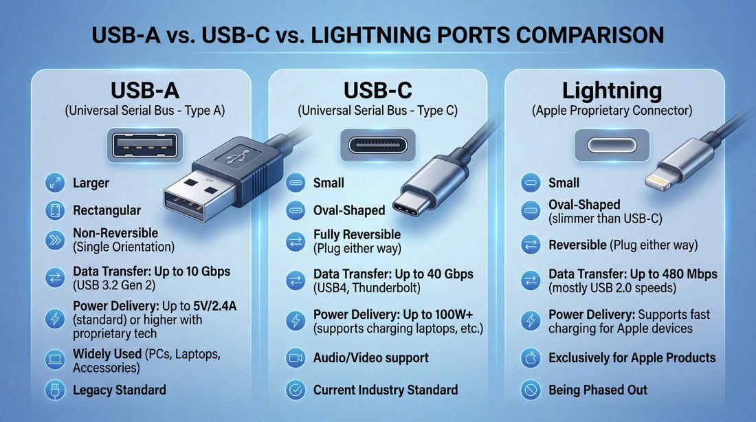 USB-A vs USB-C vs Lightning: How Do You Choose the Right Port?