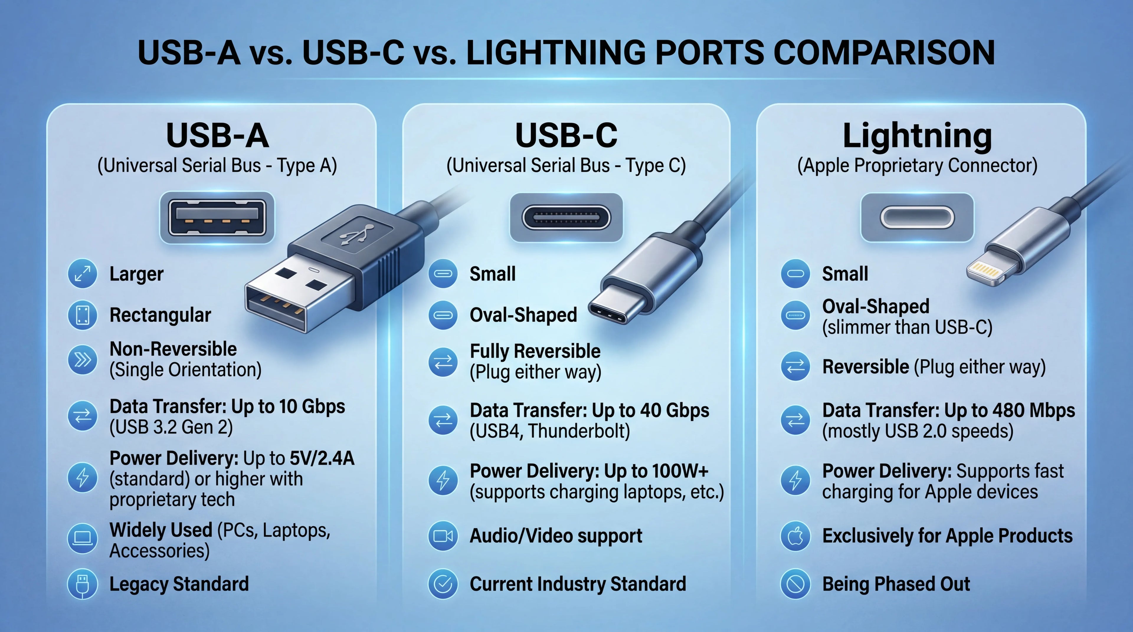 USB-A vs USB-C vs Lightning: How Do You Choose the Right Port?