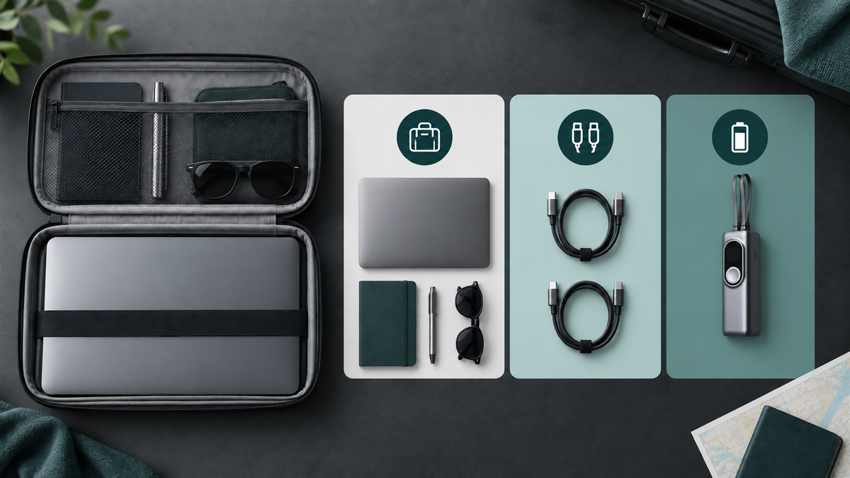 Travel packing checklist for a built-in cable power bank