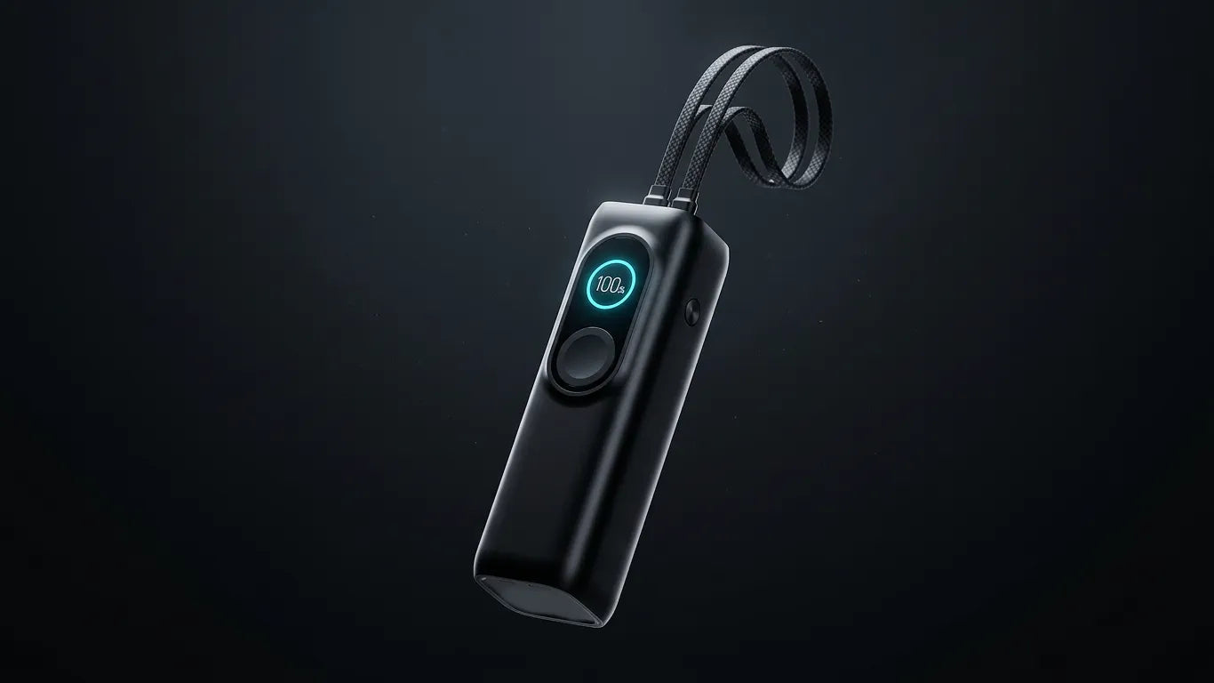 A close-up of the iFORWAY 170W high-power bank delivering simultaneous dual-port fast charging. Featuring two PD output ports connected to cables, it showcases rapid refueling for both a MacBook laptop and an iPhone. With intelligent power distribution, this portable charger ensures maximum efficiency for multi-device charging, making it the ultimate mobile power hub for travel and productivity.