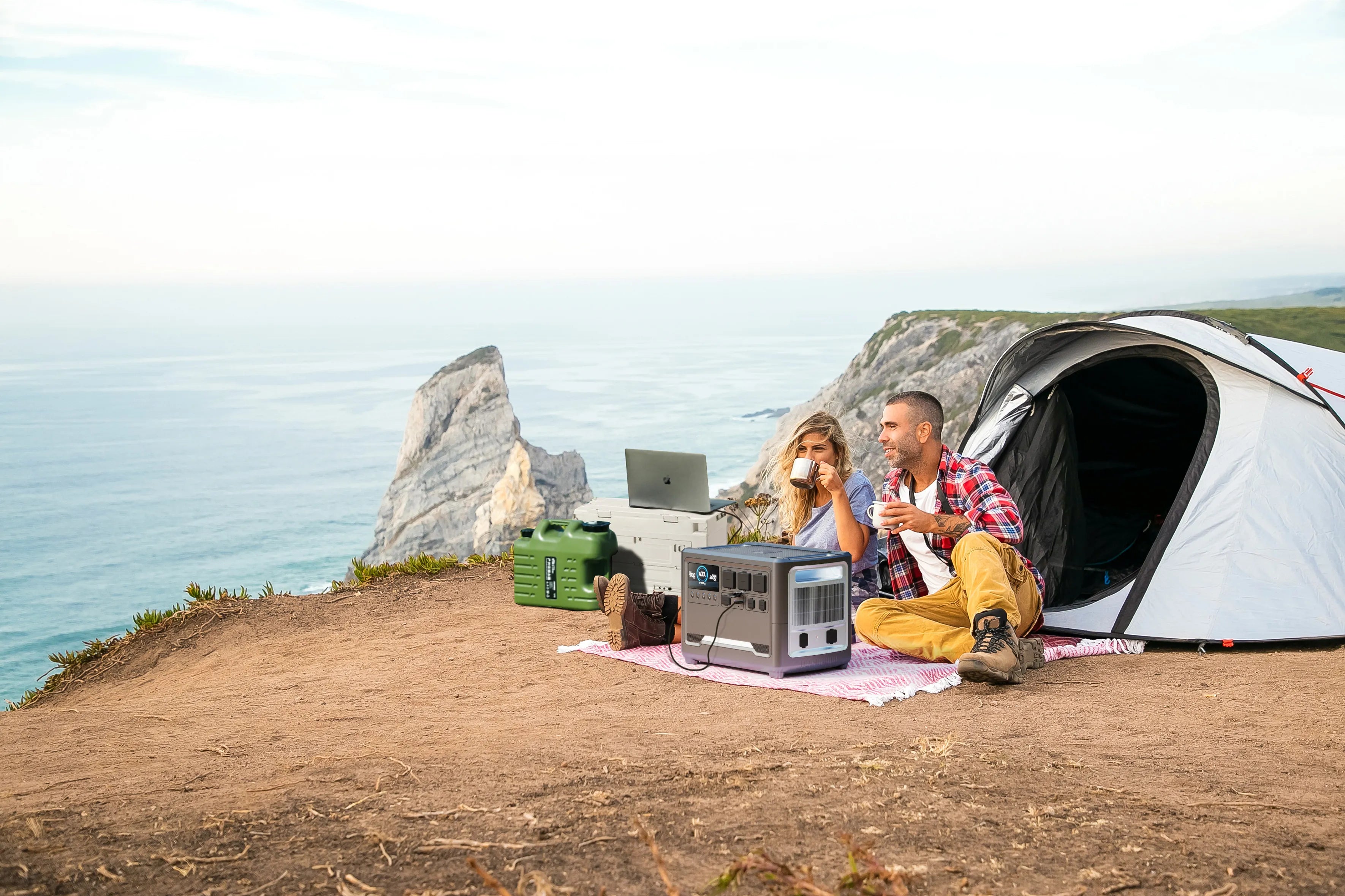 iFORWAY high-capacity power station supporting a breathtaking cliffside ocean camping trip. Perfectly blending leisure and productivity, it delivers high power output for laptops and appliances with stable performance. Engineered with a Built Tough chassis to withstand coastal elements, it ensures your off-grid living experience is safe and reliable. The ideal energy companion for digital nomads and adventurers seeking Power On the Go at the edge of the world.