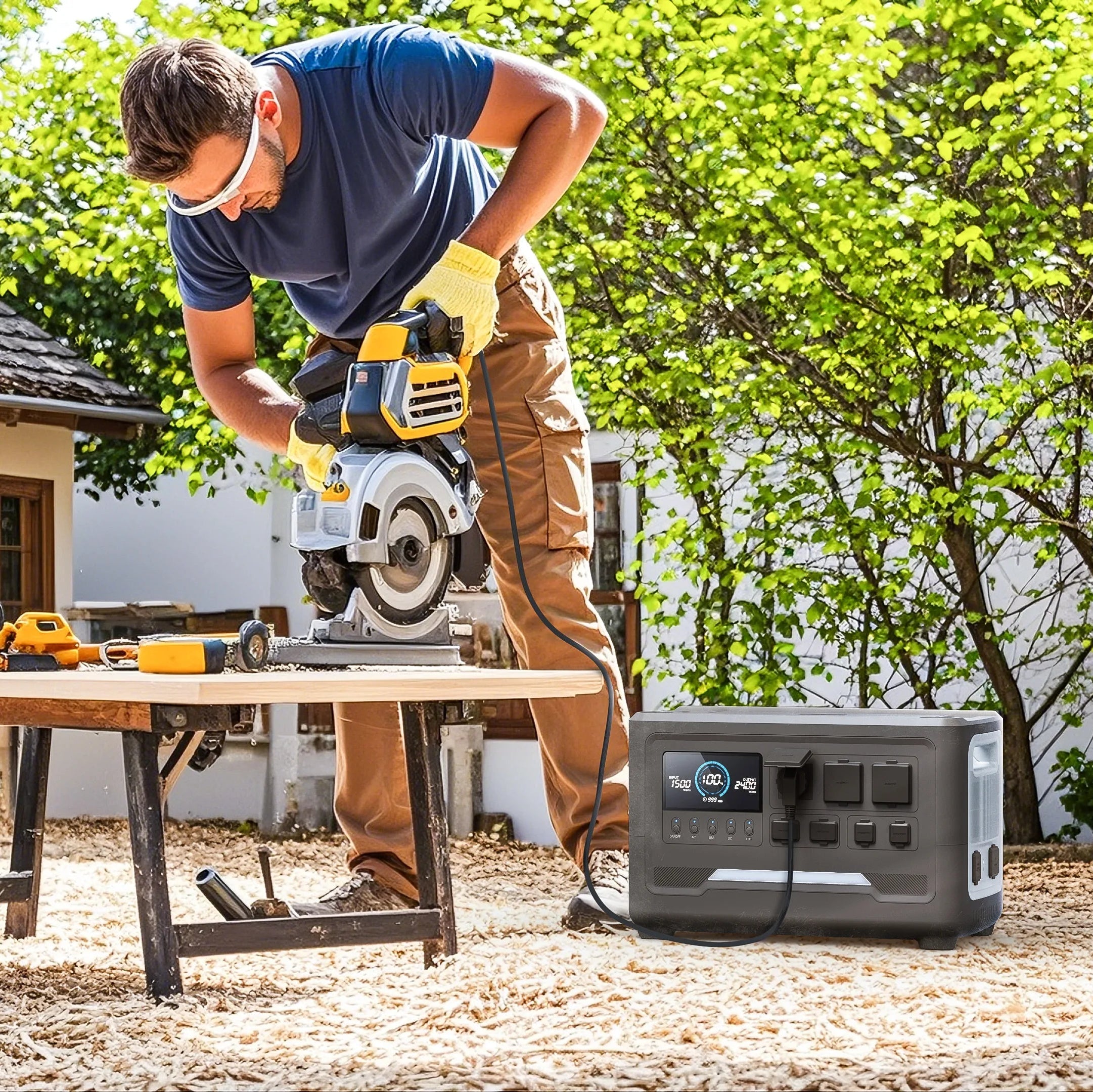 iFORWAY RV-ready portable power supply with multiple AC outlets, designed specifically for camping trips, tailgating, and emergencies.
