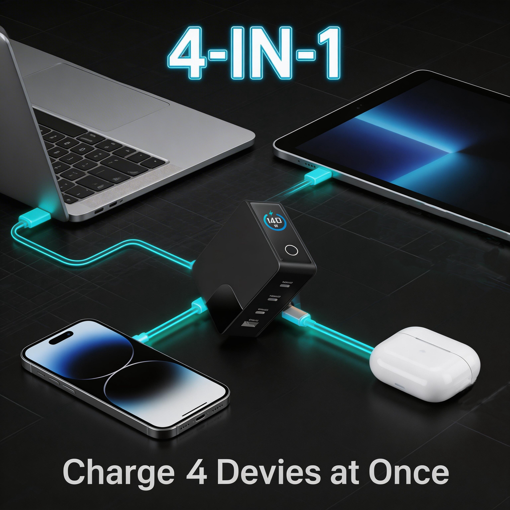 iFORWAY safe GaN fast charger featuring advanced smart temperature control and superior safety protections to prevent overheating during 140W output.