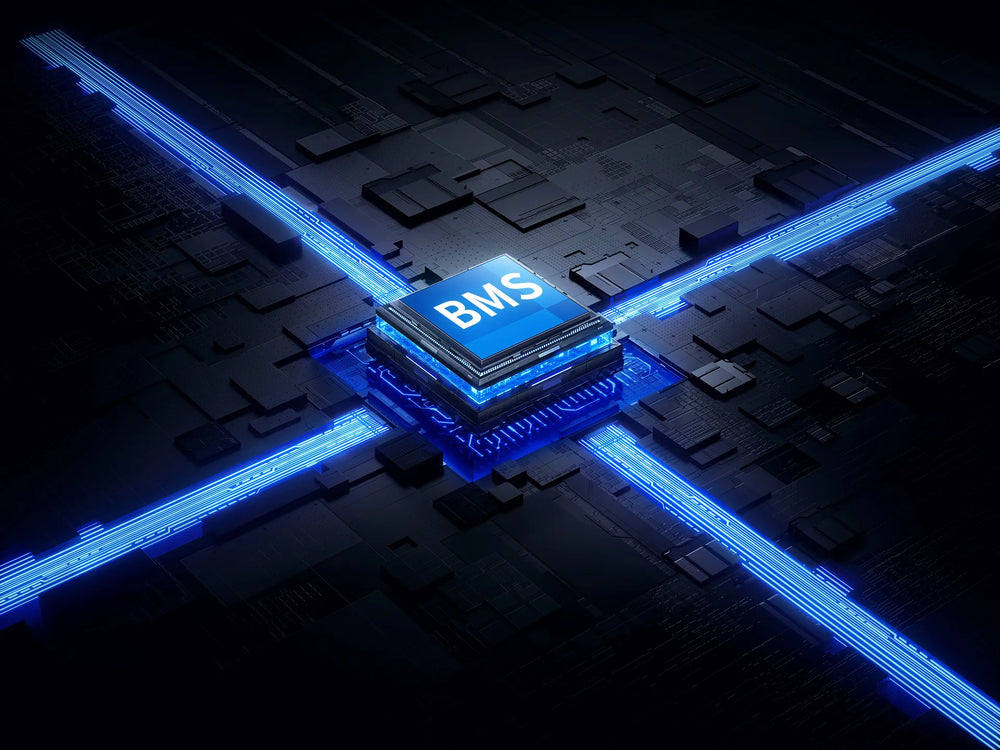 Technical close-up of iFORWAY's proprietary BMS (Battery Management System). This smart chip acts as the energy brain, ensuring superior safety through real-time monitoring of voltage and temperature. It guarantees stable performance and optimizes high power output while maintaining low heat loss. Built into every iFORWAY power station, this advanced BMS is the key to reliable off-grid living and provides professional-grade Power On the Go for all your critical electronic devices.